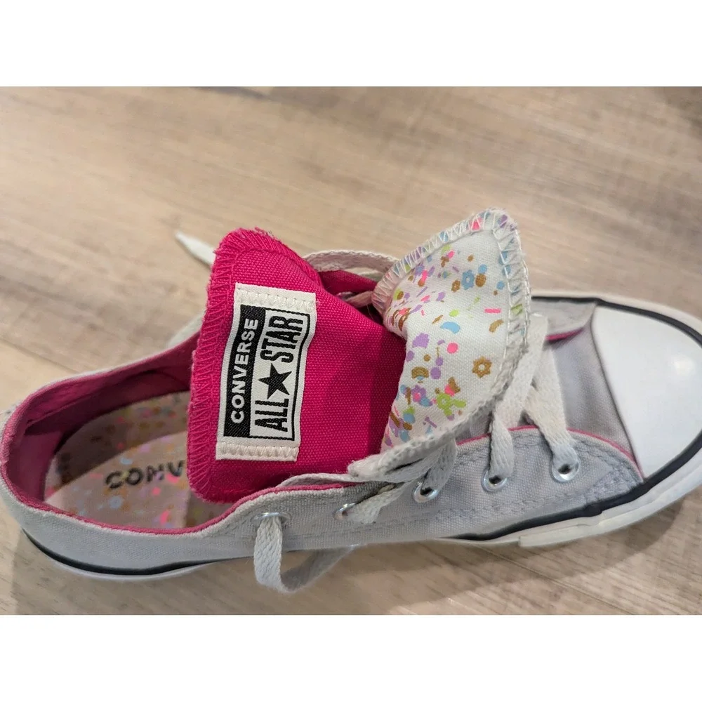 Converse Chuck Taylor All Star Low Top Gray Pink Junior 4 662626F Sneakers
